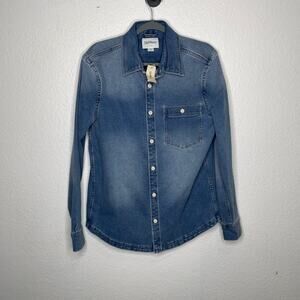 UpWest Womens Shirt Size M Denim Blue Long Sleeve Button Front Casual Wear